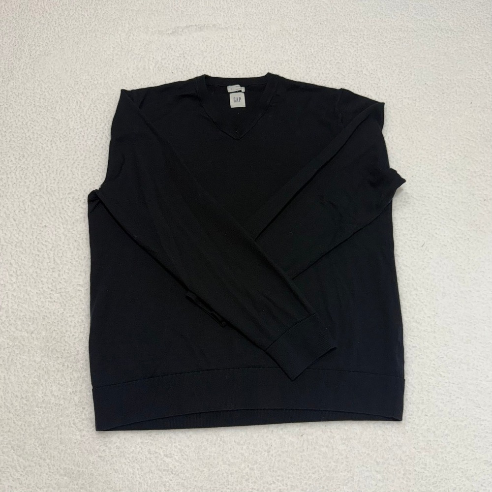 GAP‎ Merino Vee OC True Black V-Neck Sweater 843085-00 FA17 Mens Large